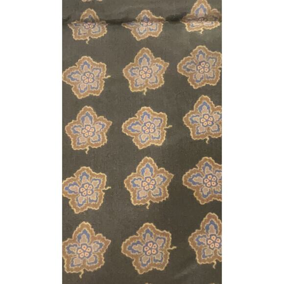 ROBERT TALBOTT Fine Silk Scarf Printed in Italy  - Brown / Blu - Semi Sheer - Picture 8 of 11